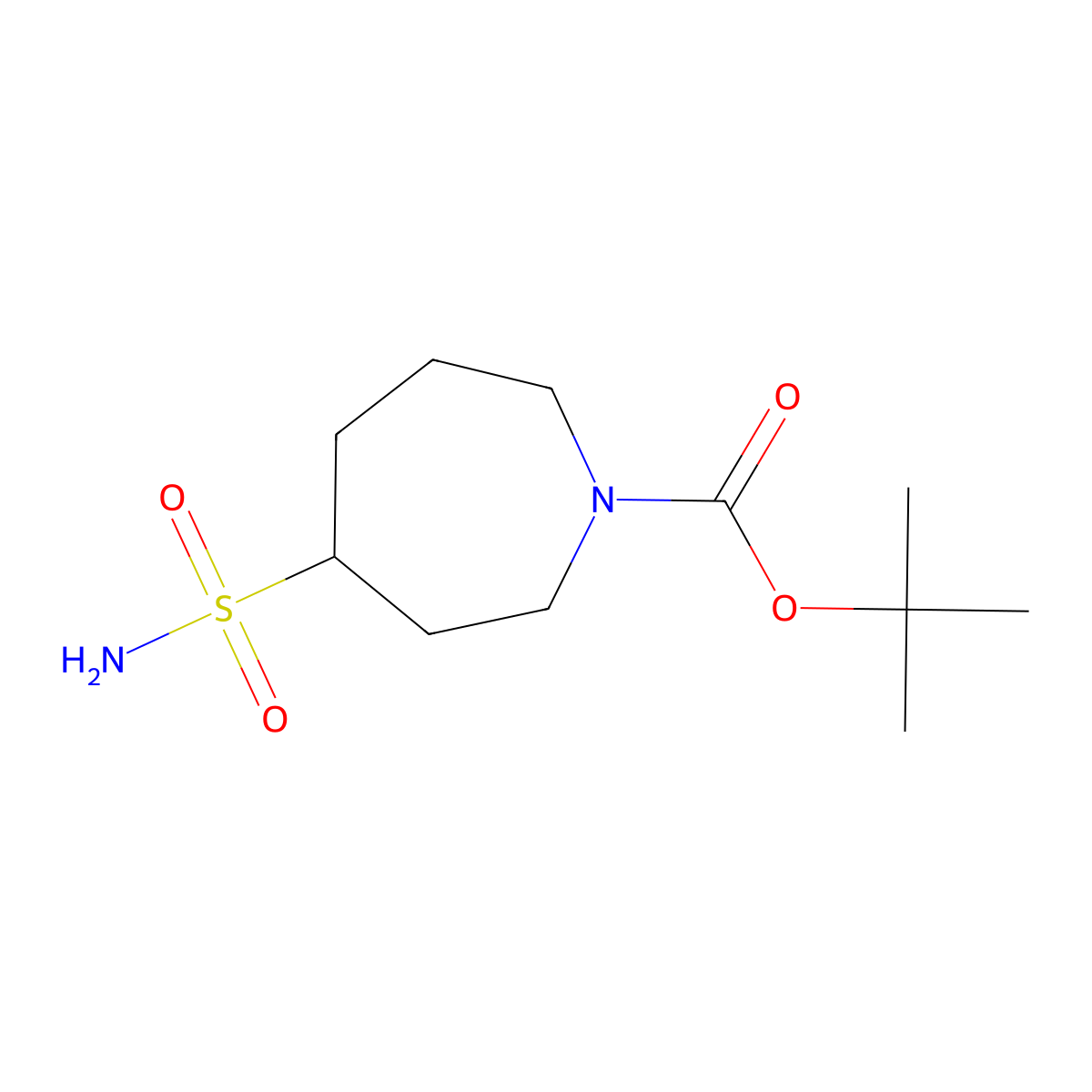Tert-butyl 4-sulfamoylazepane-1-carboxylate molecular structure, CAS 2169218-00-0