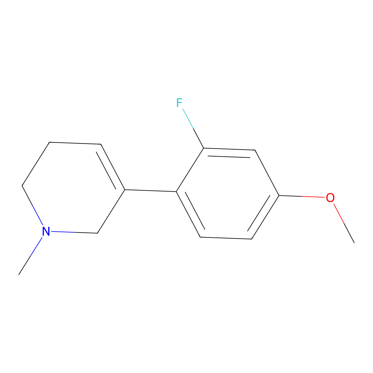 5-(2-Fluoro-4-methoxyphenyl)-1-methyl-1,2,3,6-tetrahydropyridine molecular structure, CAS 2169221-46-7