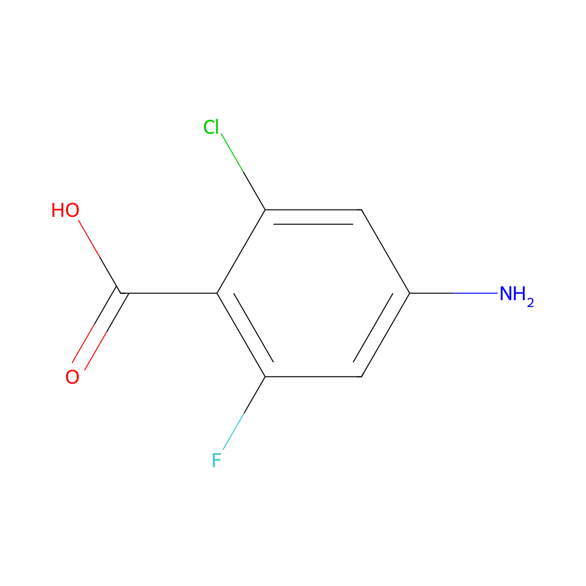4-Amino-2-chloro-6-fluorobenzoic acid molecular structure, CAS 2169228-97-9