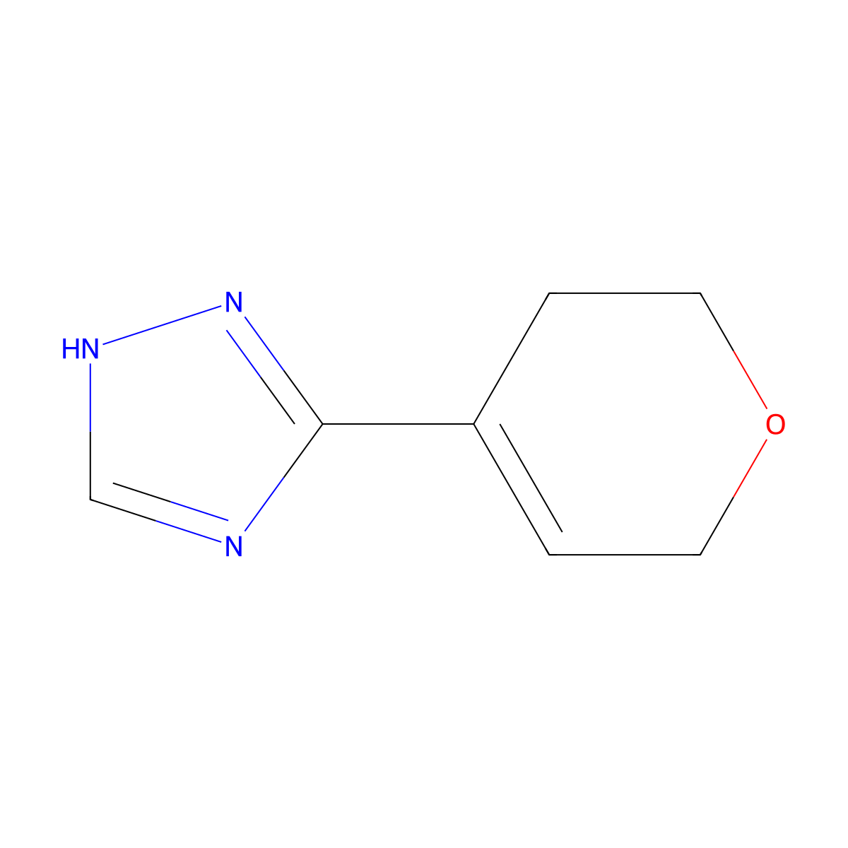 3-(3,6-dihydro-2H-pyran-4-yl)-1H-1,2,4-triazole molecular structure, CAS 2169230-15-1