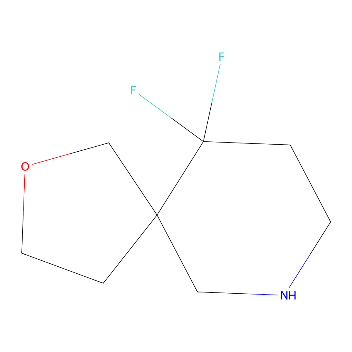 10,10-Difluoro-2-oxa-7-azaspiro[4.5]decane molecular structure, CAS 2169230-19-5