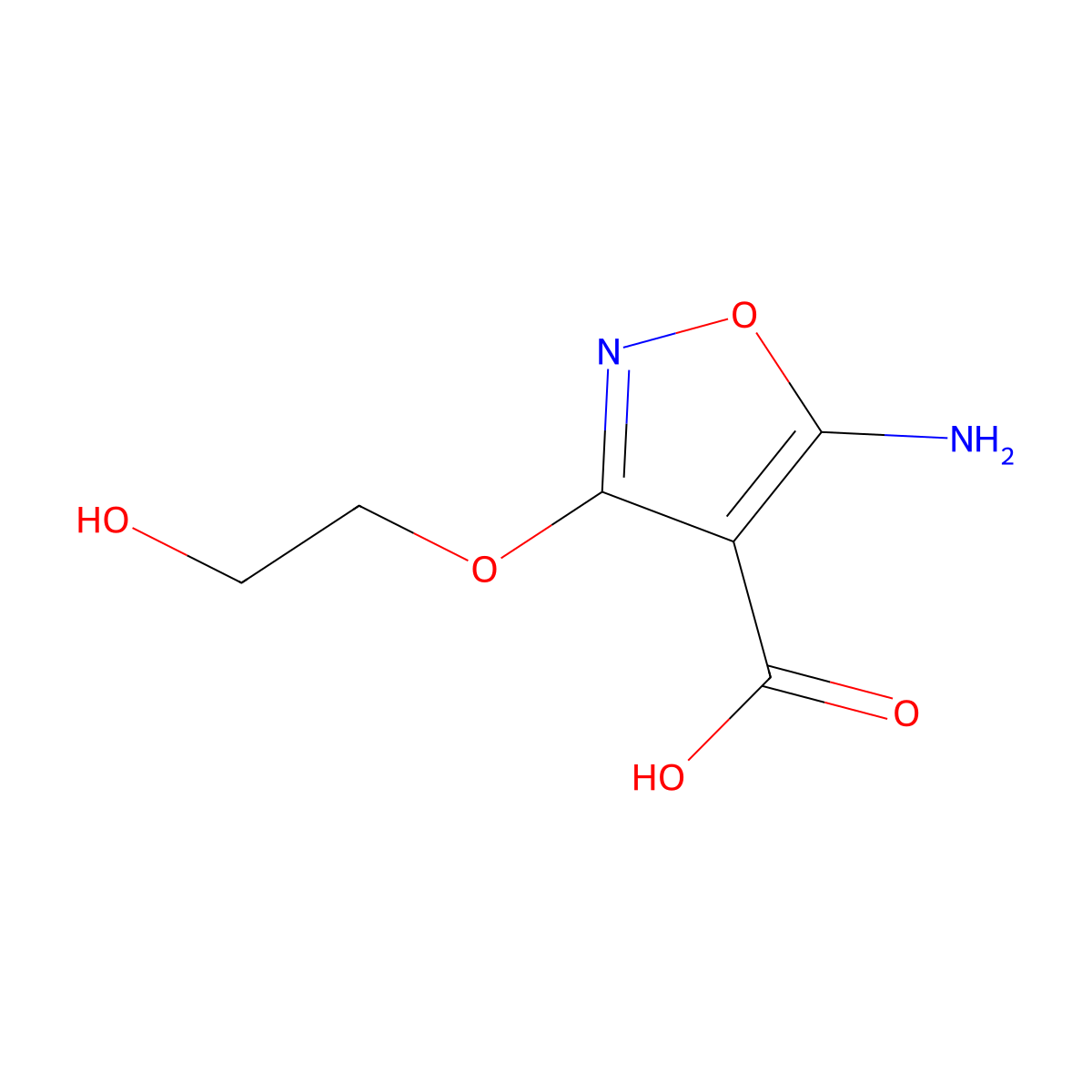 5-Amino-3-(2-hydroxyethoxy)-1,2-oxazole-4-carboxylic acid molecular structure, CAS 2169234-55-1