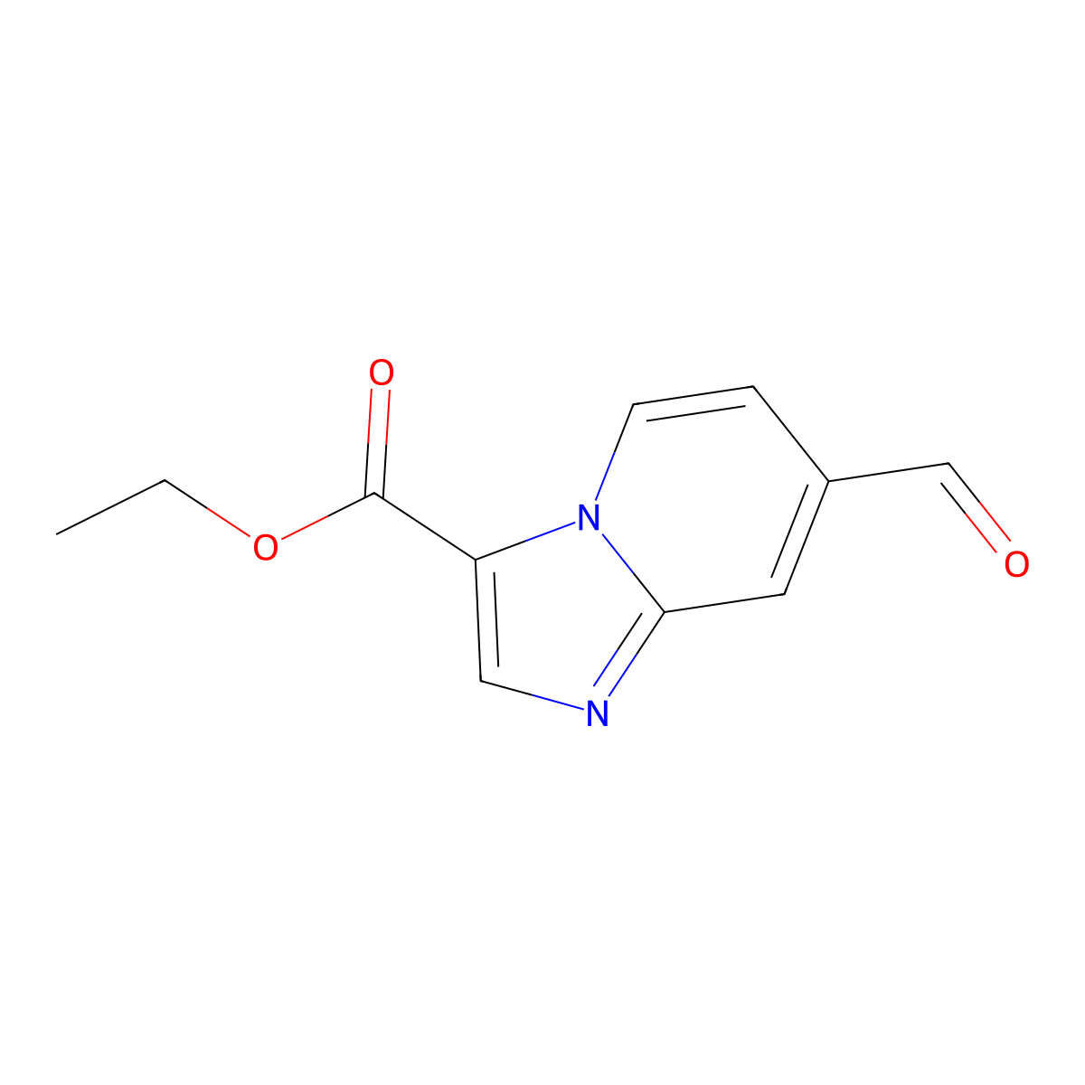 Ethyl 7-formylimidazo[1,2-a]pyridine-3-carboxylate molecular structure, CAS 2169243-29-0