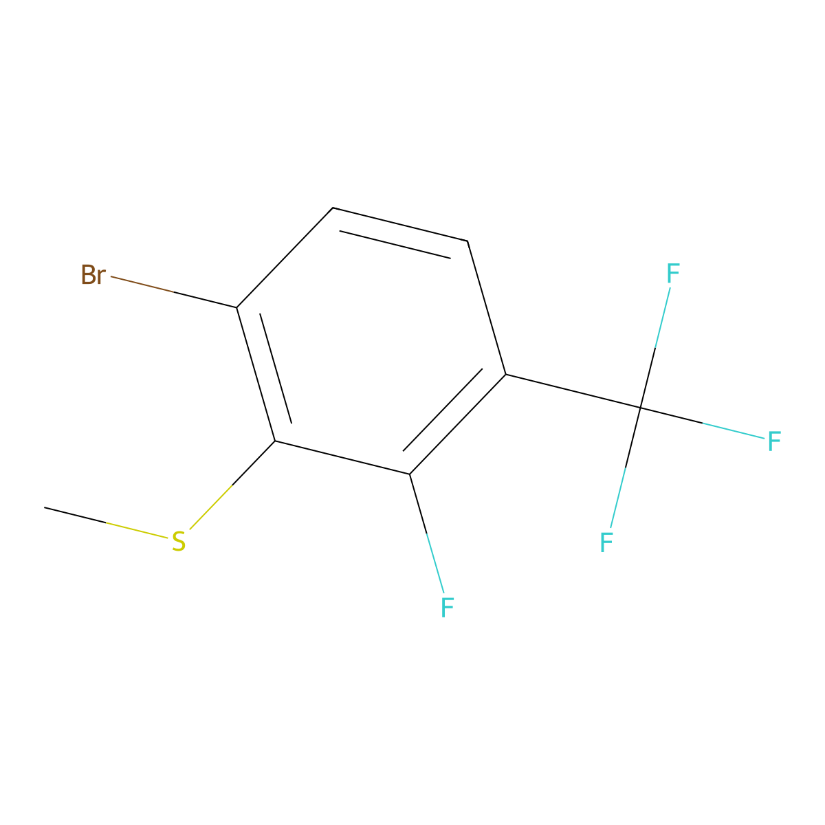(6-Bromo-2-fluoro-3-(trifluoromethyl)phenyl)(methyl)sulfane molecular structure, CAS 2169262-19-3