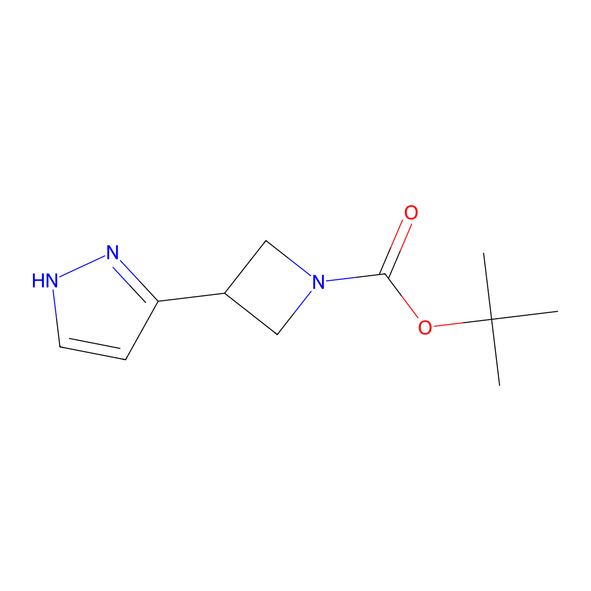 Tert-butyl 3-(1H-pyrazol-3-YL)azetidine-1-carboxylate molecular structure, CAS 2169268-43-1