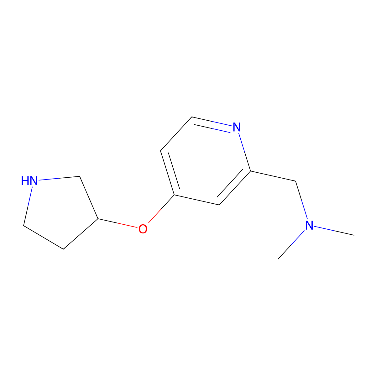 Dimethyl({[4-(pyrrolidin-3-yloxy)pyridin-2-yl]methyl})amine molecular structure, CAS 2169304-26-9