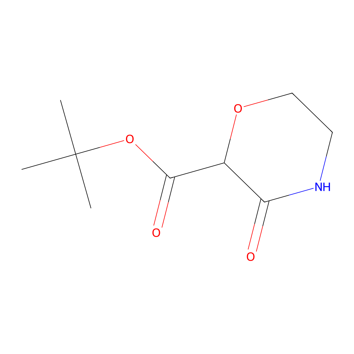 Tert-butyl 3-oxomorpholine-2-carboxylate molecular structure, CAS 2169305-03-5