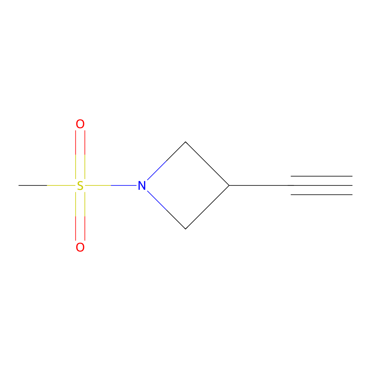 3-Ethynyl-1-methanesulfonylazetidine molecular structure, CAS 2169316-56-5