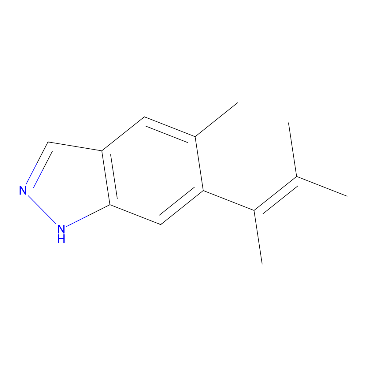 5-methyl-6-(3-methylbut-2-en-2-yl)-1H-indazole molecular structure, CAS 2169316-57-6