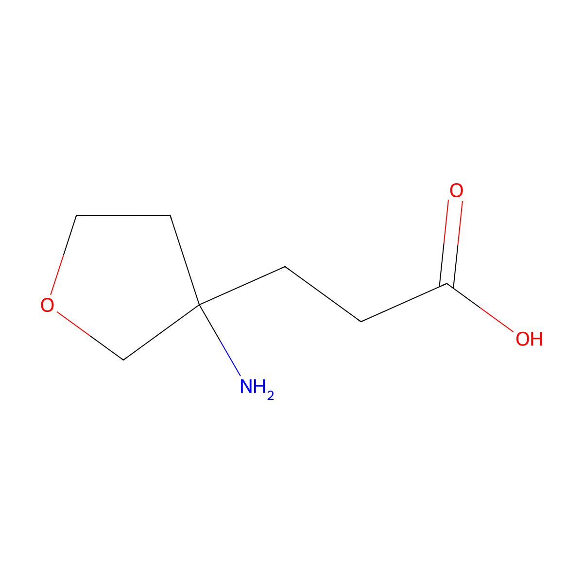 3-(3-Aminooxolan-3-yl)propanoic acid molecular structure, CAS 2169319-95-1