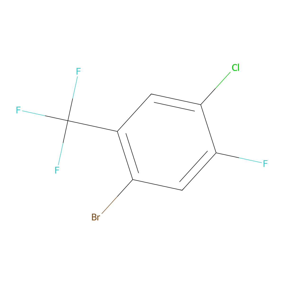 1-Bromo-4-chloro-5-fluoro-2-(trifluoromethyl)benzene molecular structure, CAS 2169320-40-3