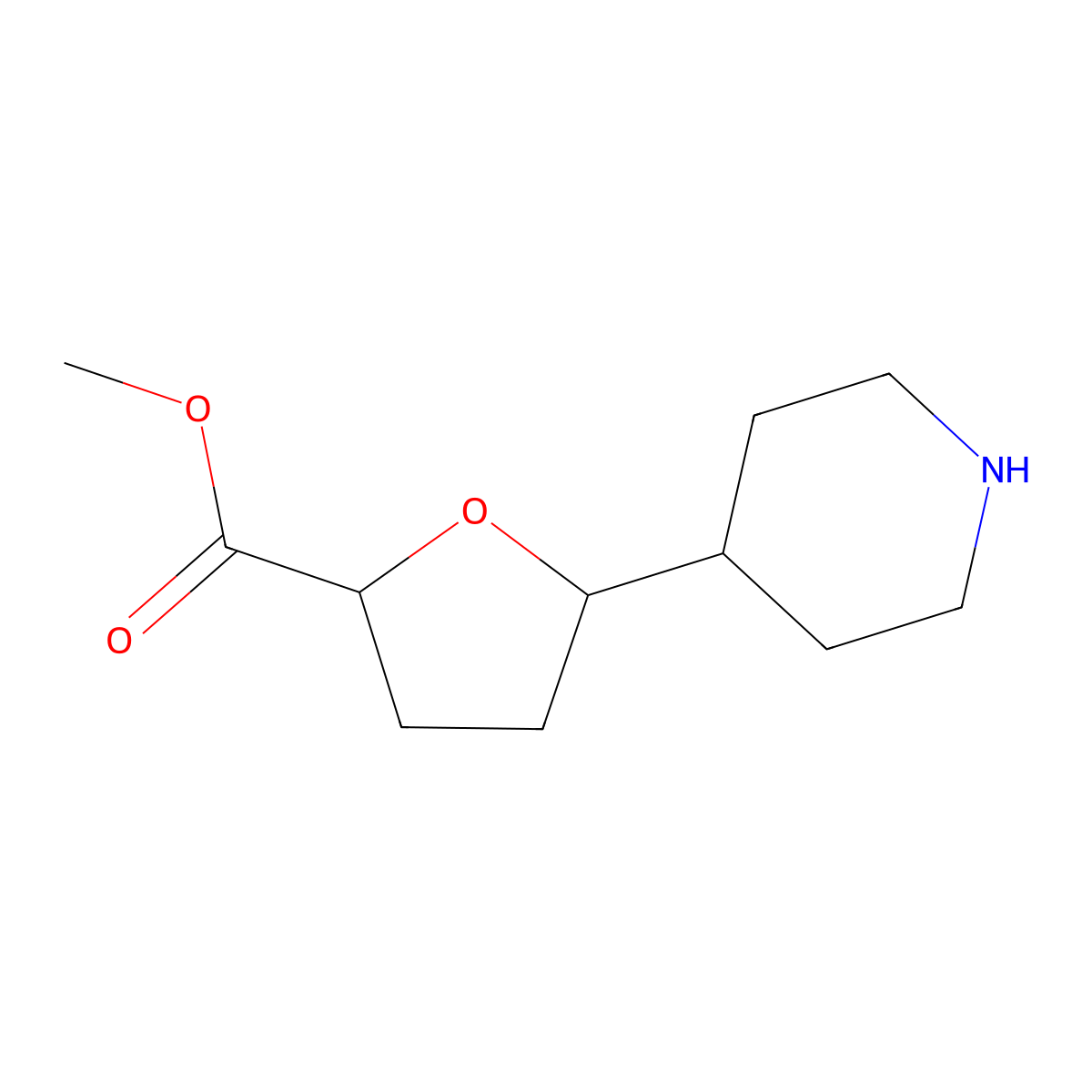 Methyl 5-(piperidin-4-yl)oxolane-2-carboxylate molecular structure, CAS 2169321-18-8