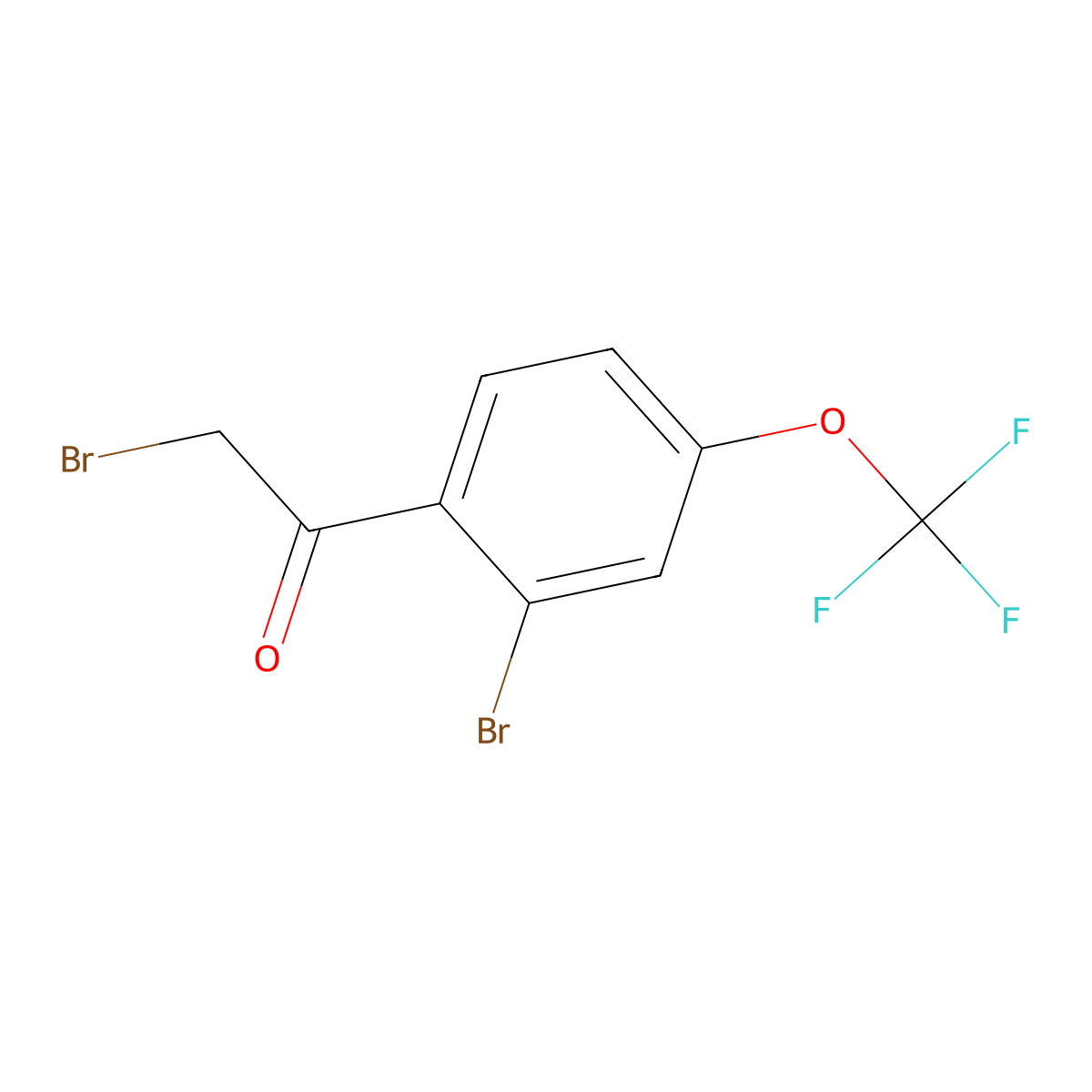 2-Bromo-1-(2-bromo-4-(trifluoromethoxy)phenyl)ethanone molecular structure, CAS 2169339-89-1