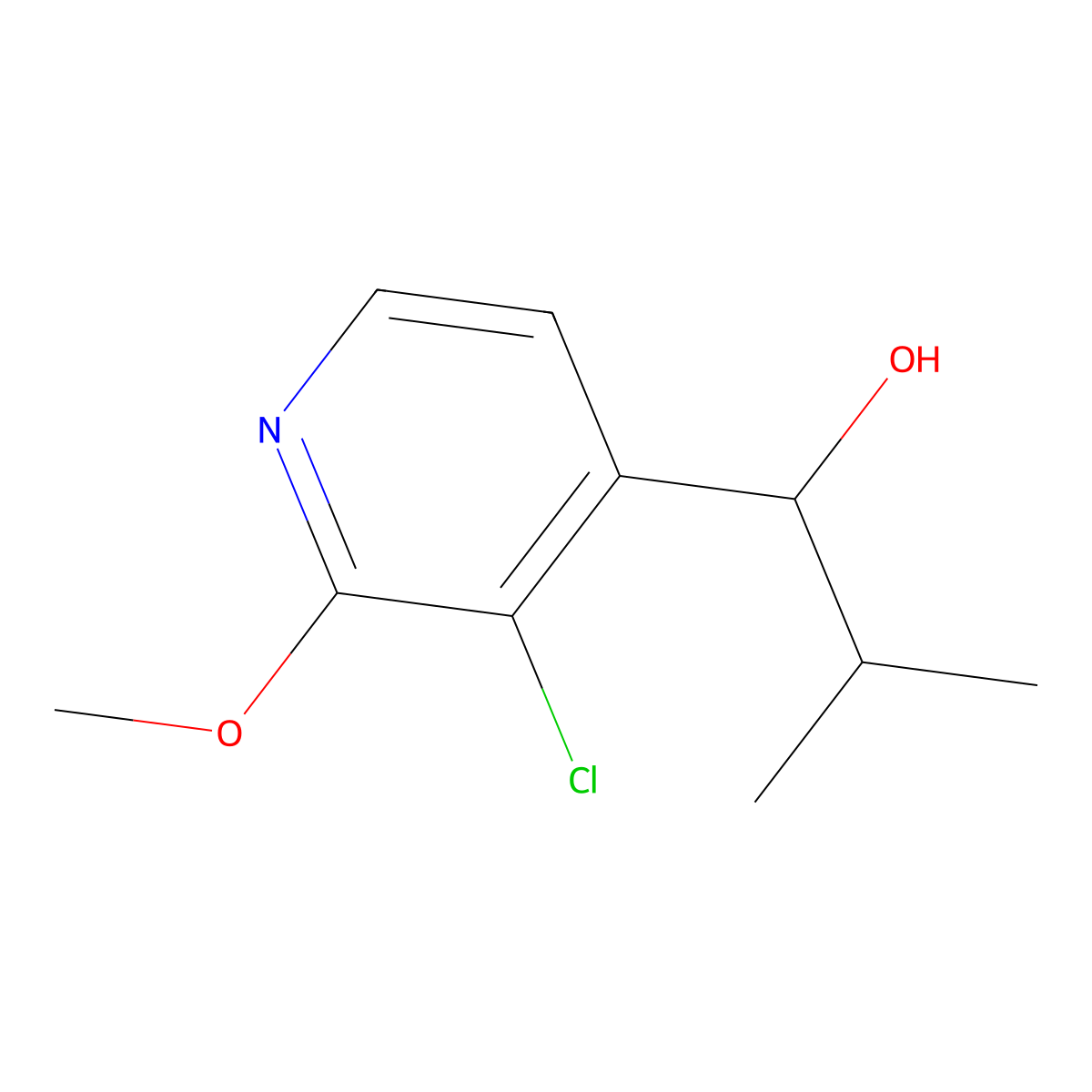1-(3-Chloro-2-methoxypyridin-4-yl)-2-methylpropan-1-ol molecular structure, CAS 2169342-26-9