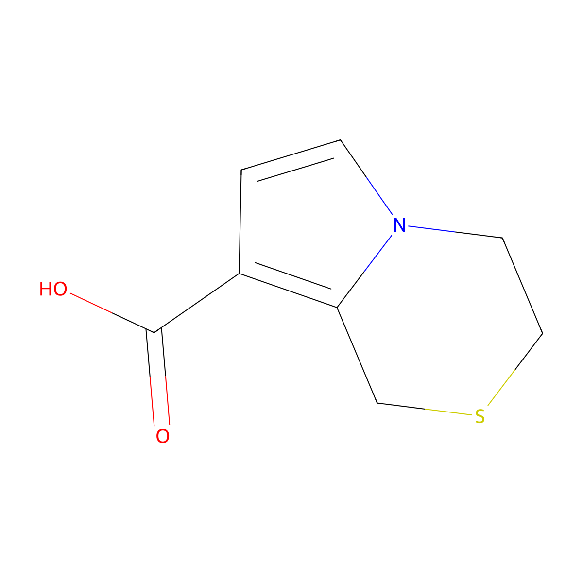1H,3H,4H-pyrrolo[2,1-c][1,4]thiazine-8-carboxylic acid molecular structure, CAS 2169344-91-4