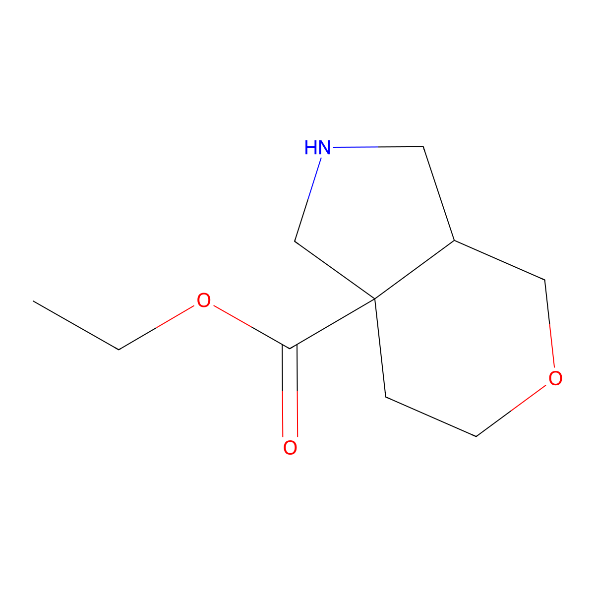 Ethyl octahydropyrano[3,4-c]pyrrole-7a-carboxylate molecular structure, CAS 2169345-94-0
