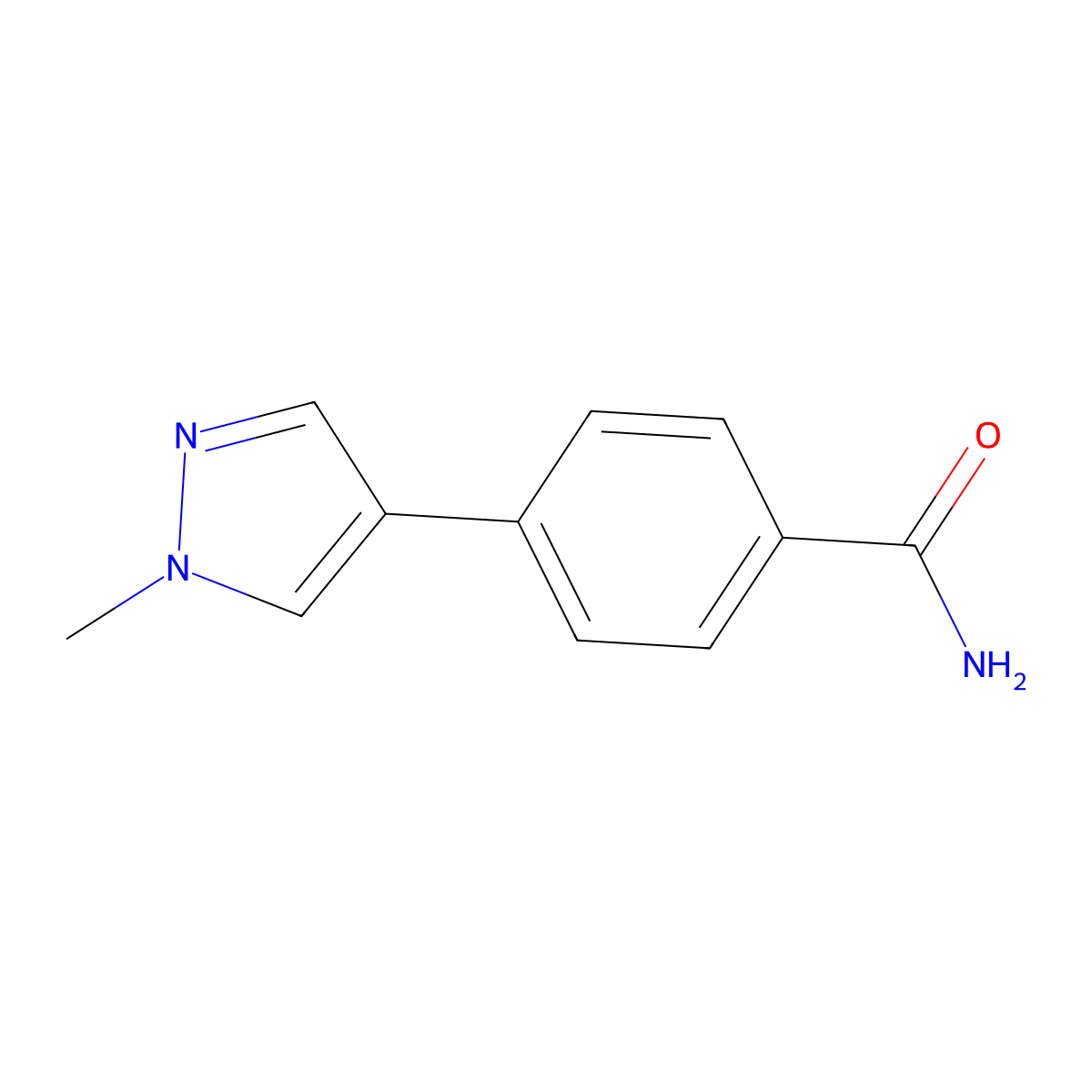 4-(1-Methyl-1H-pyrazol-4-yl)benzamide molecular structure, CAS 2169346-00-1