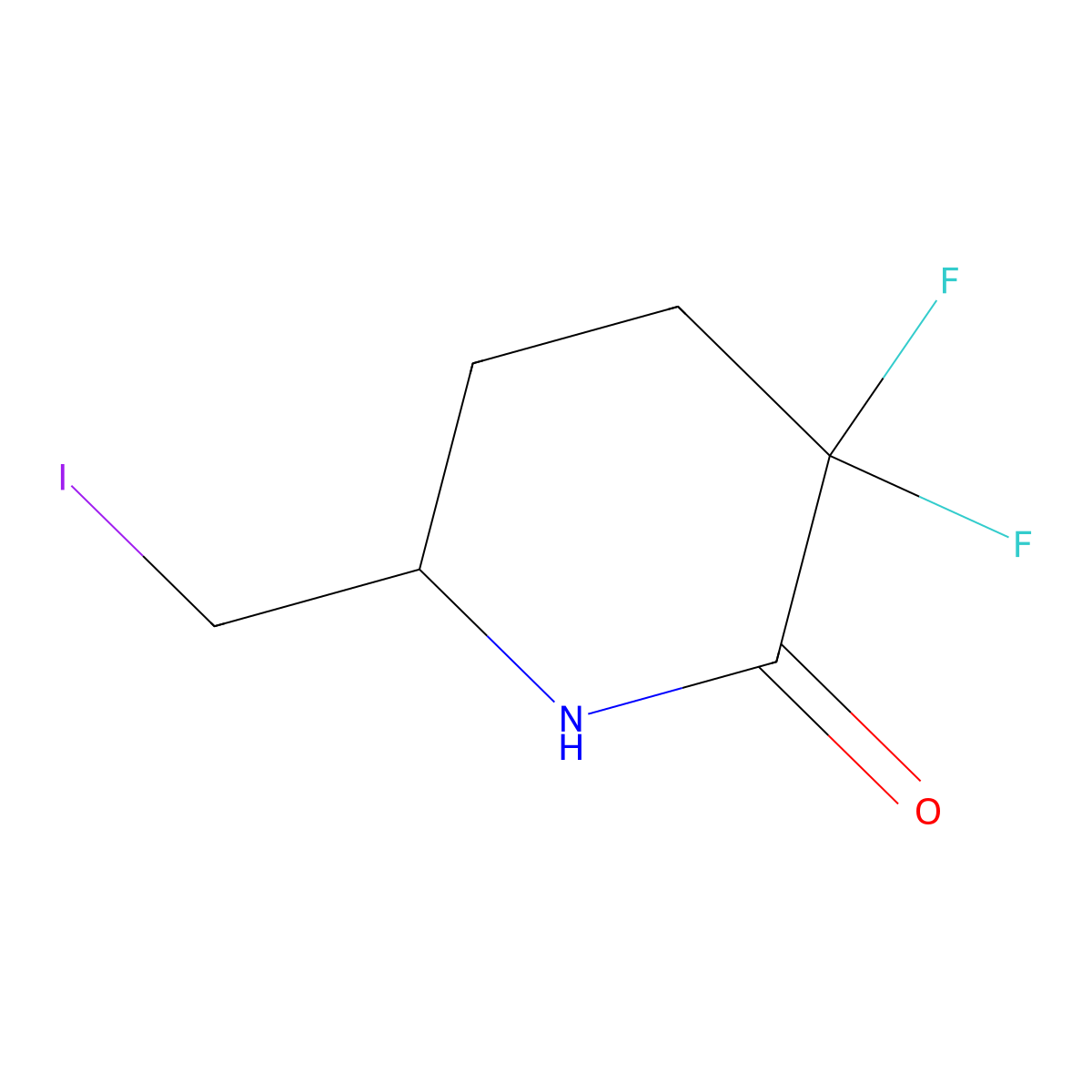 3,3-Difluoro-6-(iodomethyl)piperidin-2-one molecular structure, CAS 2169347-80-0