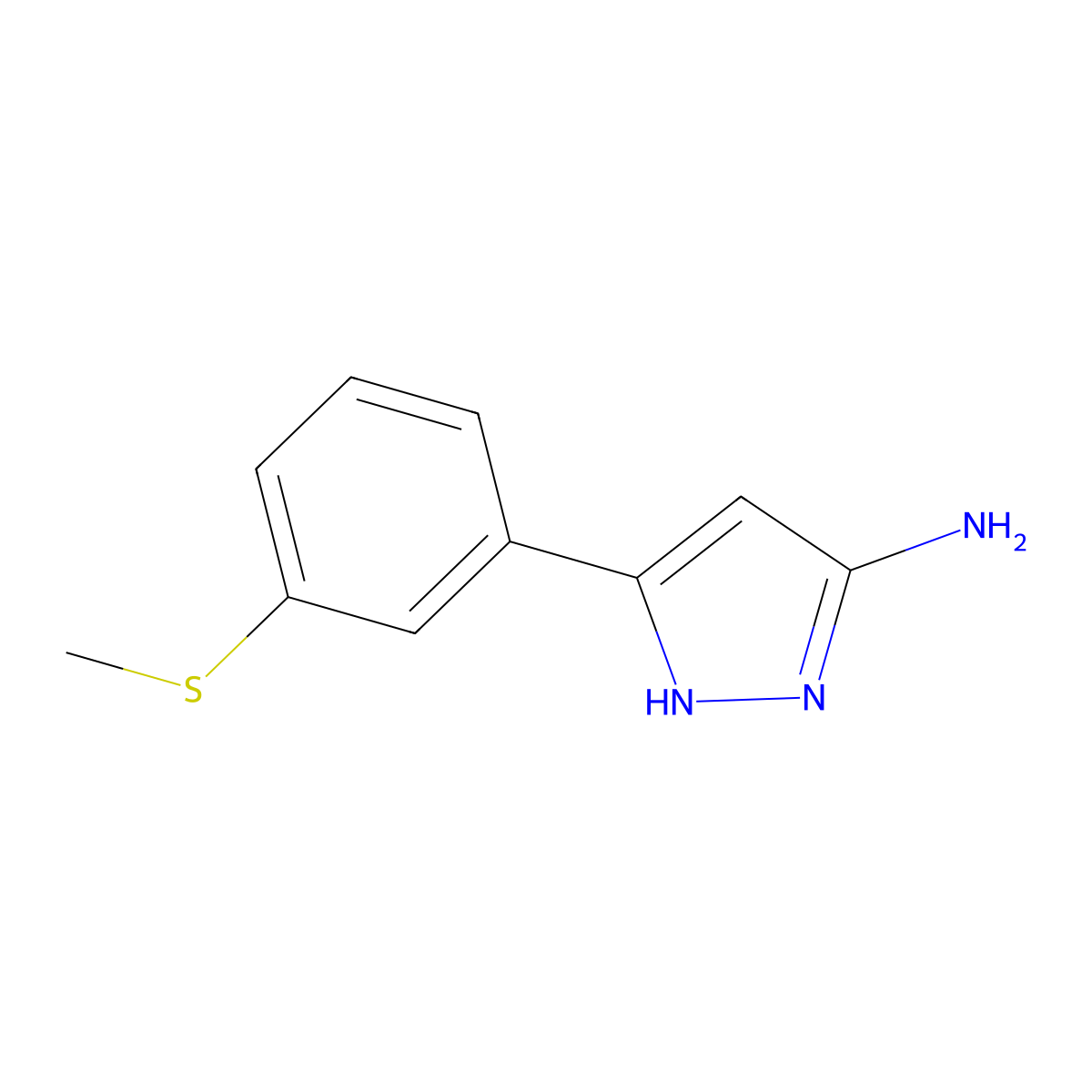 3-(3-(Methylthio)phenyl)-1H-pyrazol-5-amine molecular structure, CAS 2169350-90-5