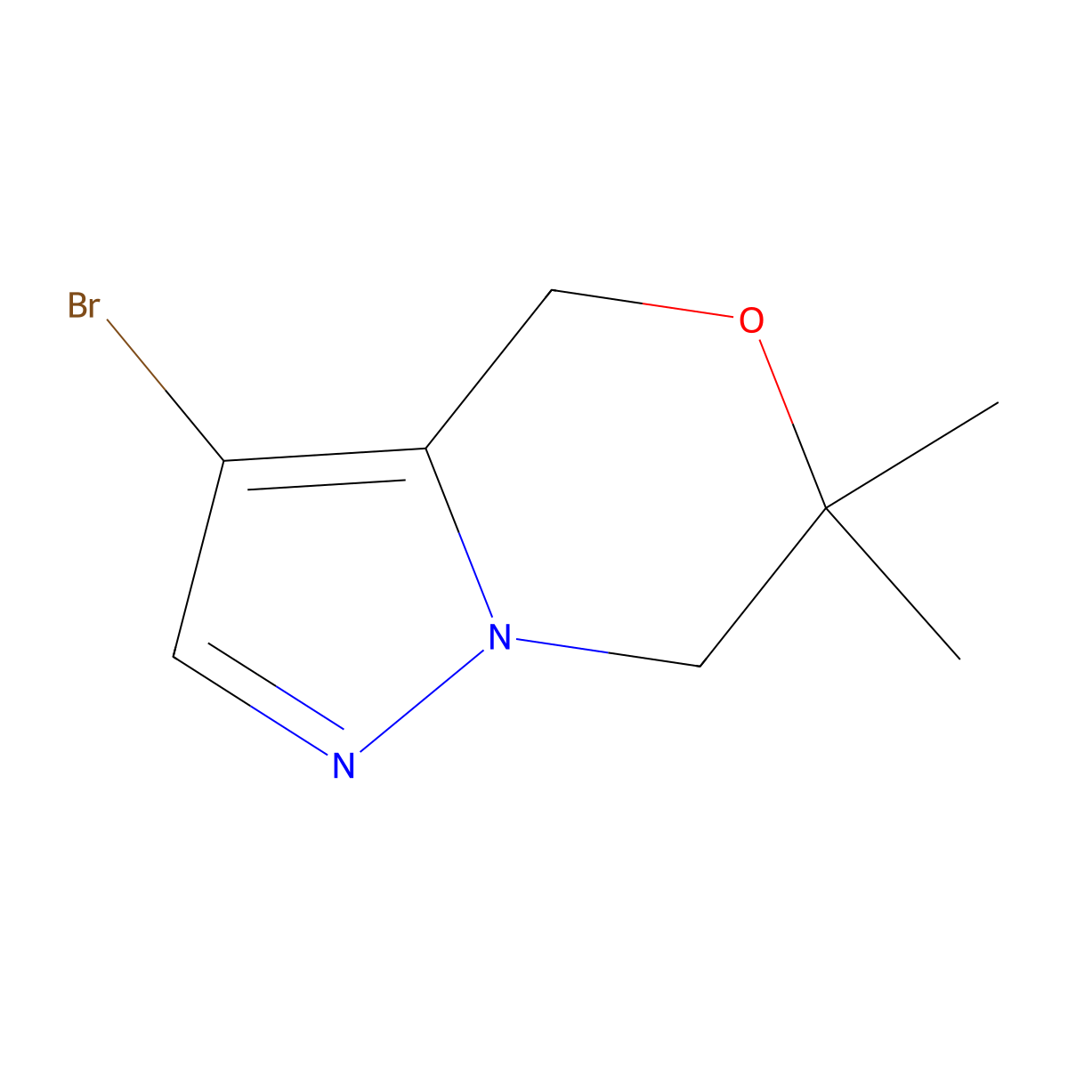 3-Bromo-6,6-dimethyl-6,7-dihydro-4H-pyrazolo[5,1-c][1,4]oxazine molecular structure, CAS 2169351-50-0