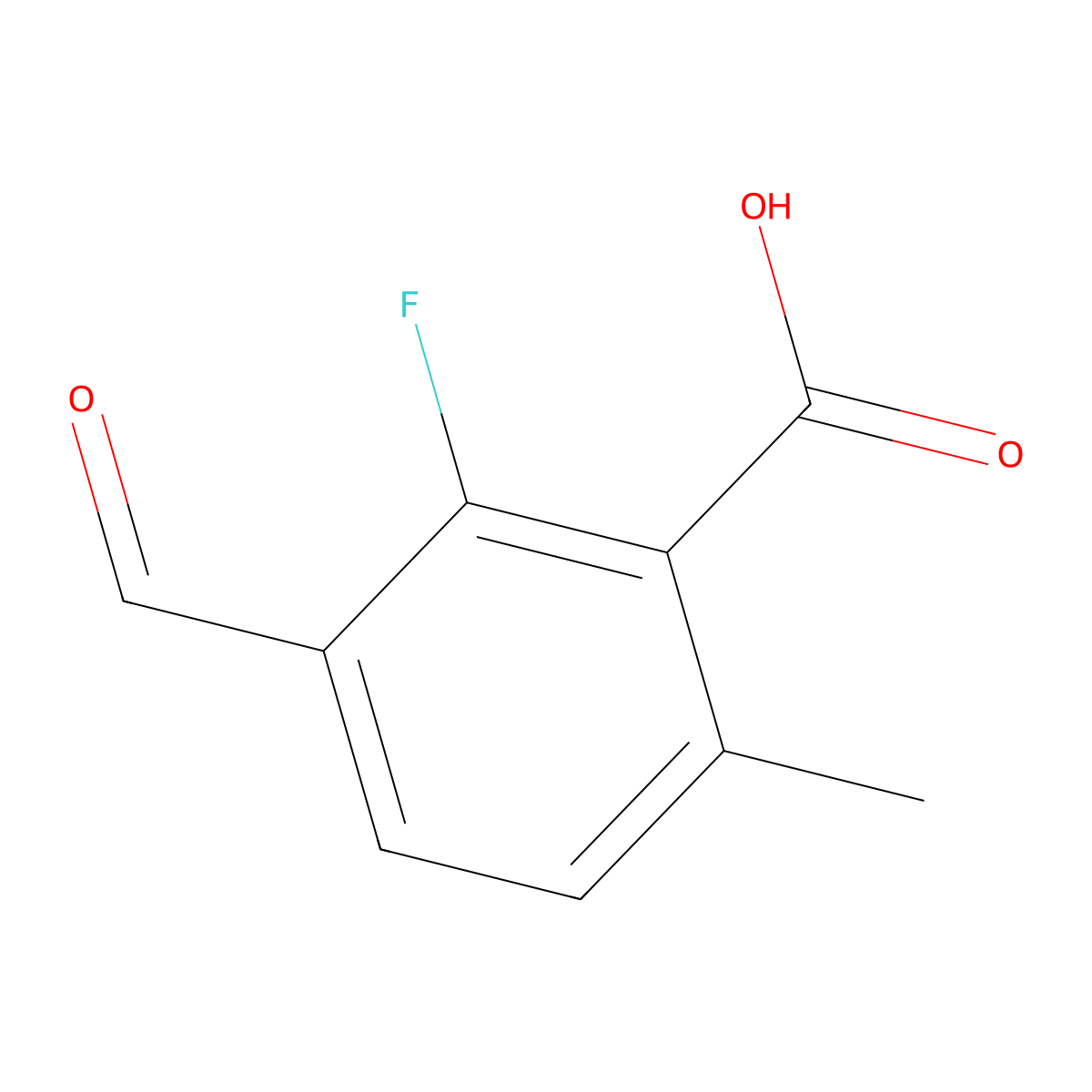 2-Fluoro-3-formyl-6-methylbenzoic acid molecular structure, CAS 2169353-63-1