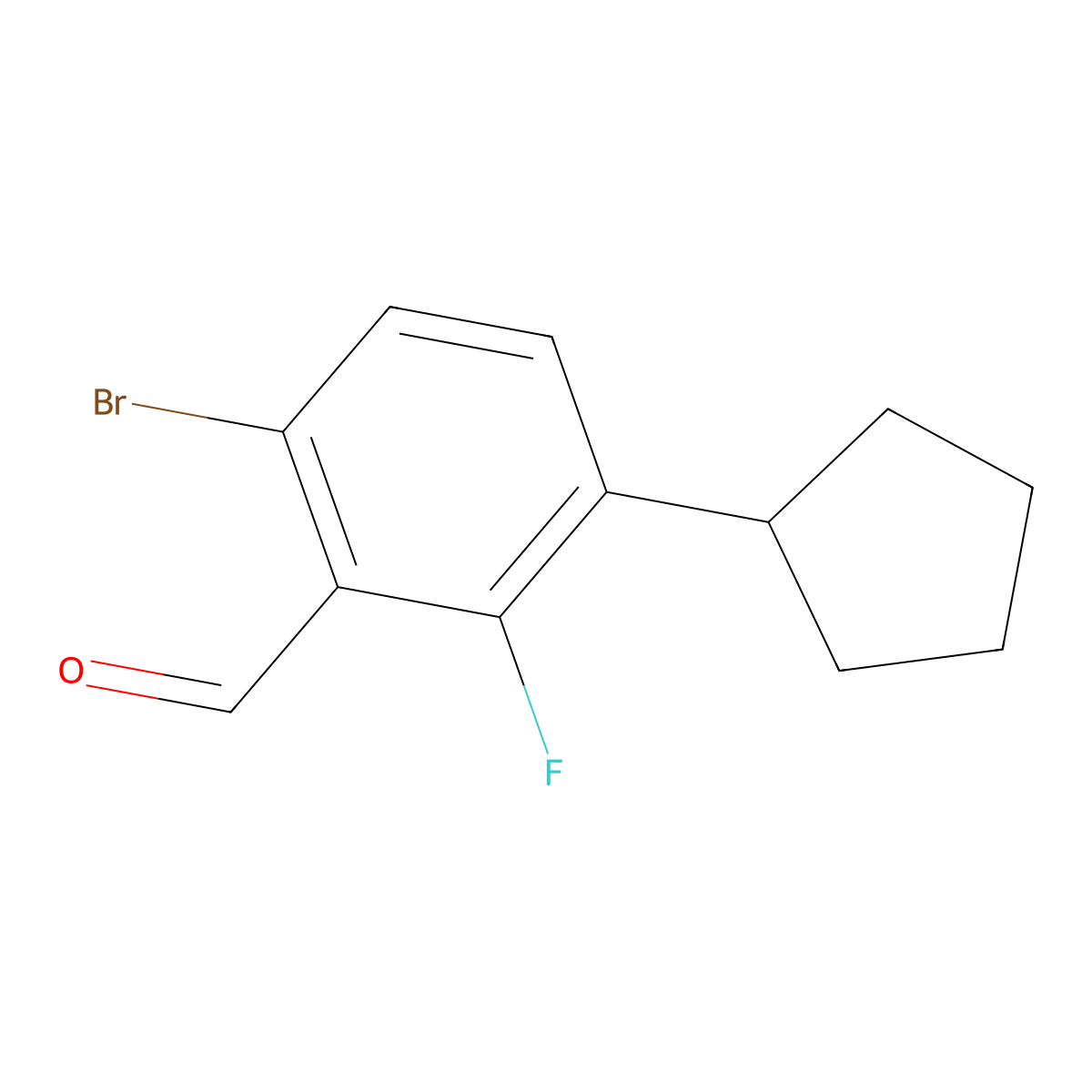 6-Bromo-3-cyclopentyl-2-fluorobenzaldehyde molecular structure, CAS 2169355-97-7