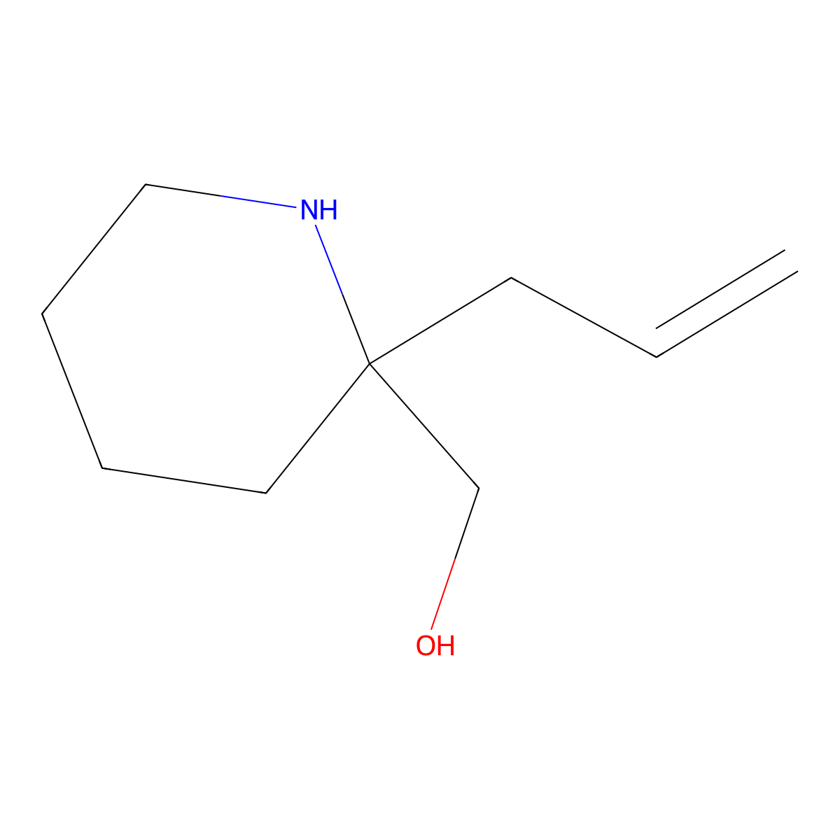 [2-(Prop-2-en-1-yl)piperidin-2-yl]methanol molecular structure, CAS 2169363-47-5