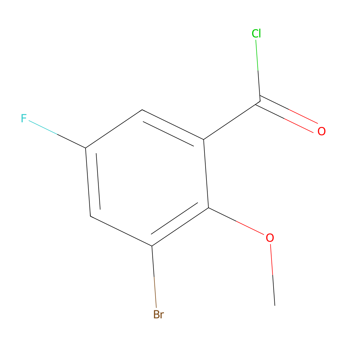 3-Bromo-5-fluoro-2-methoxybenzoyl chloride molecular structure, CAS 2169368-20-9
