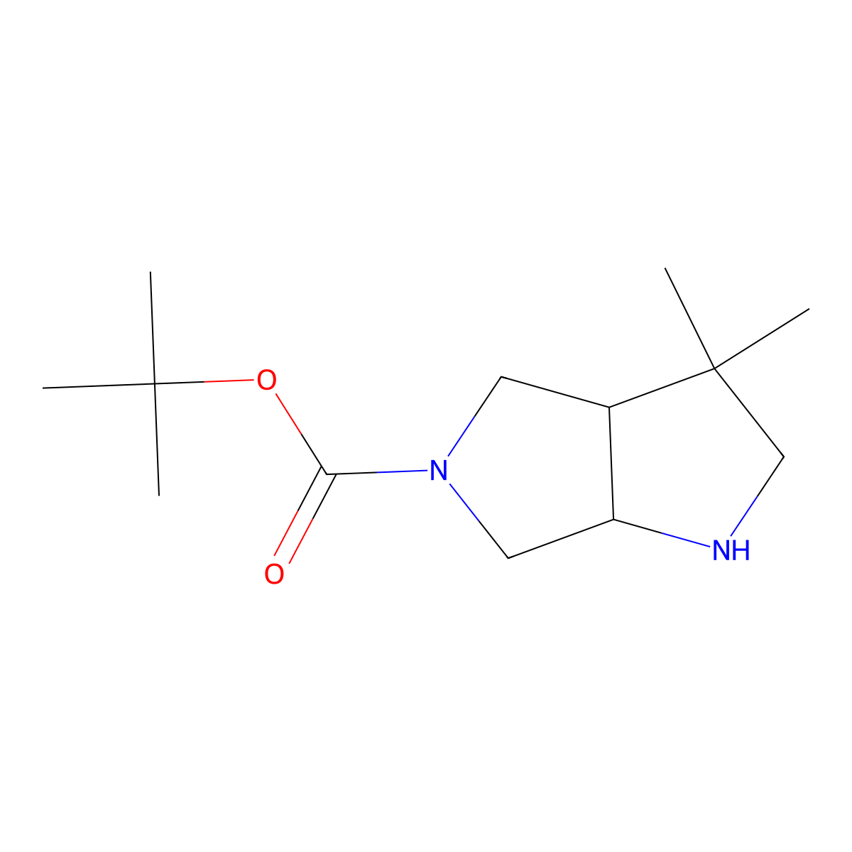 Tert-butyl 3,3-dimethyl-octahydropyrrolo(3,4-b)pyrrole-5-carboxylate molecular structure, CAS 2169368-49-2