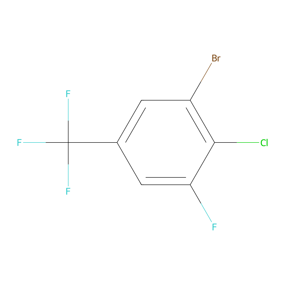 1-Bromo-2-chloro-3-fluoro-5-(trifluoromethyl)benzene molecular structure, CAS 2169369-13-3