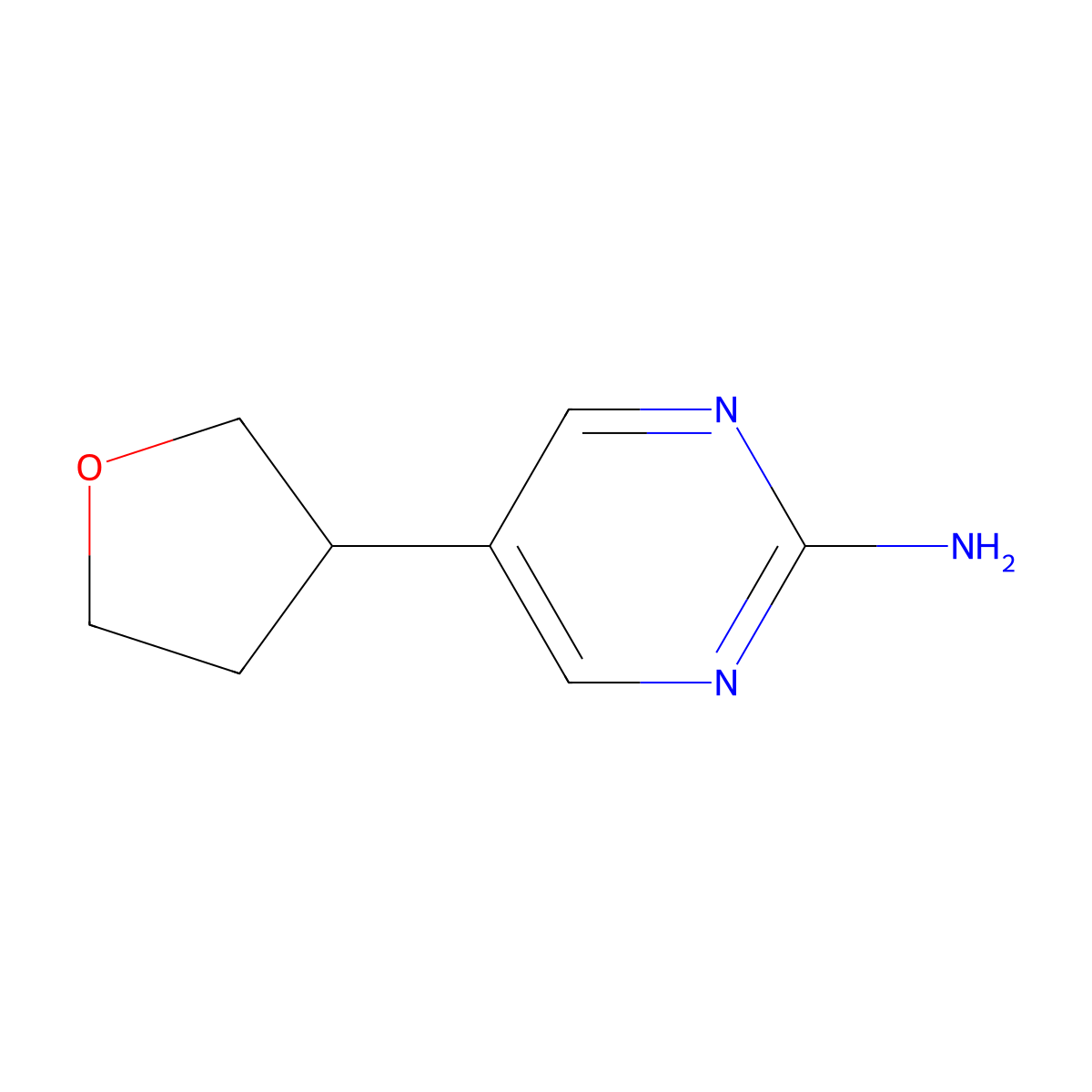 5-(Tetrahydro-3-furanyl)-2-pyrimidinamine molecular structure, CAS 2169370-56-1