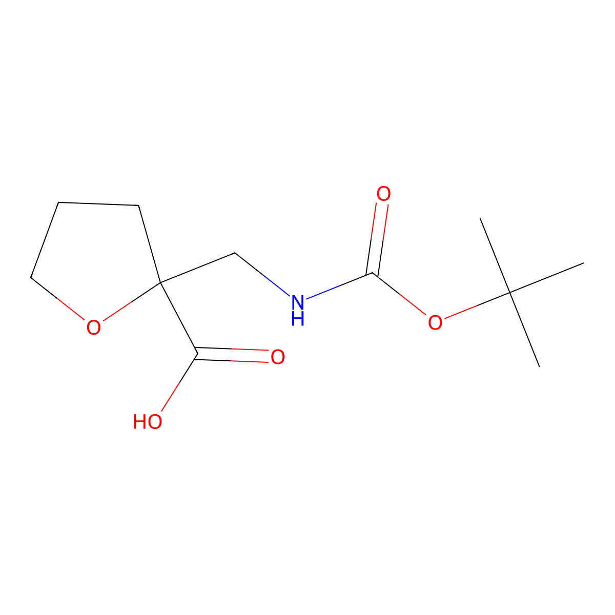 2-({[(Tert-butoxy)carbonyl]amino}methyl)oxolane-2-carboxylic acid molecular structure, CAS 2169385-98-0