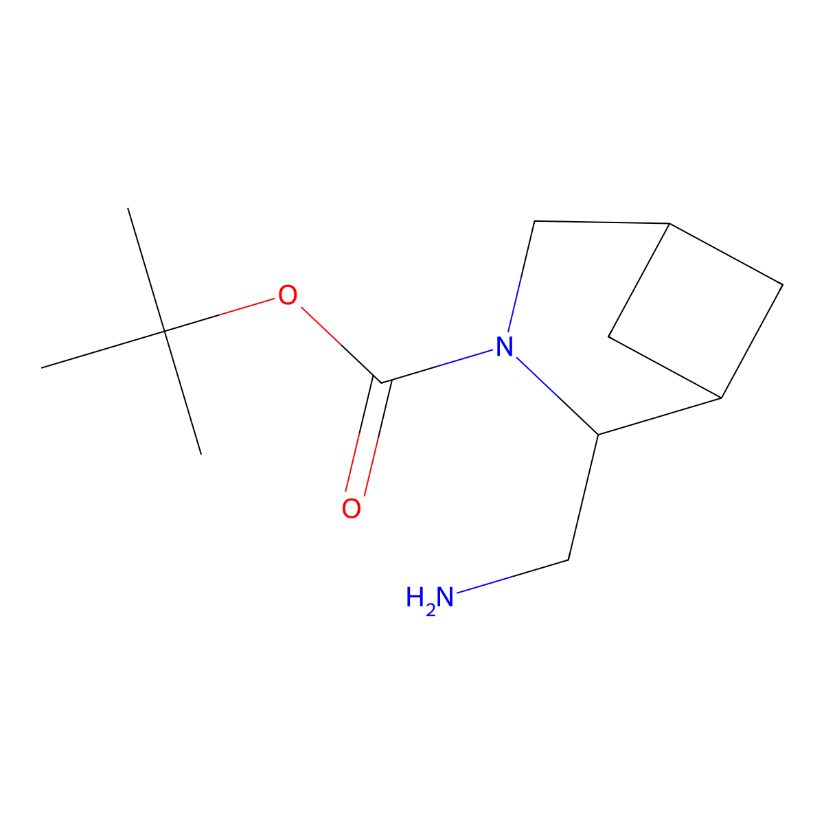 Tert-butyl 2-(aminomethyl)-3-azabicyclo[3.1.1]heptane-3-carboxylate molecular structure, CAS 2169386-99-4
