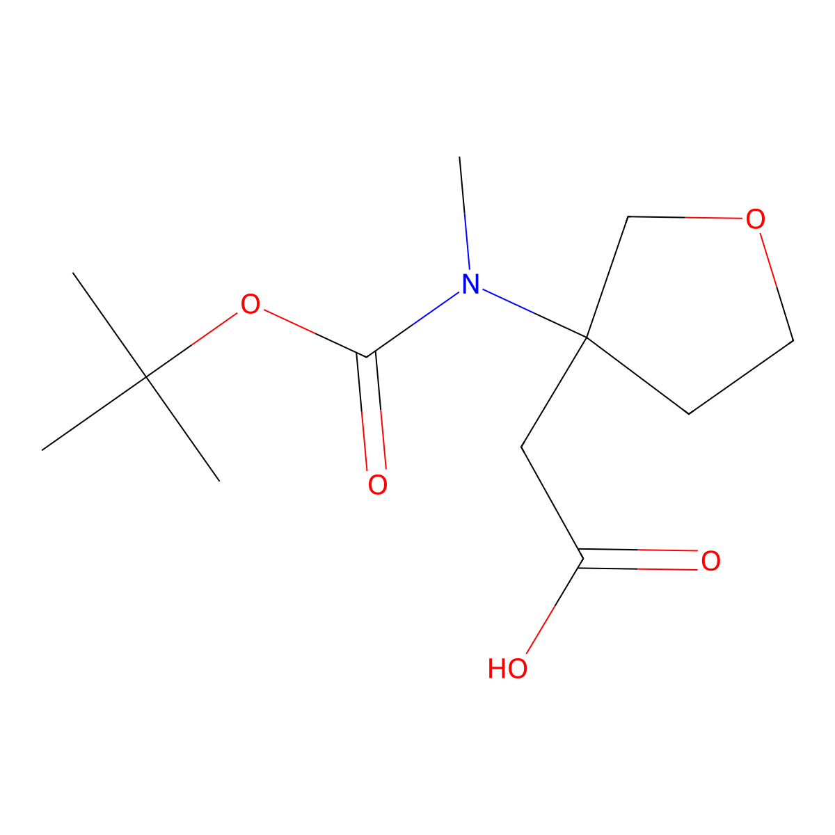 2-(3-{[(Tert-butoxy)carbonyl](methyl)amino}oxolan-3-yl)acetic acid molecular structure, CAS 2169399-04-4