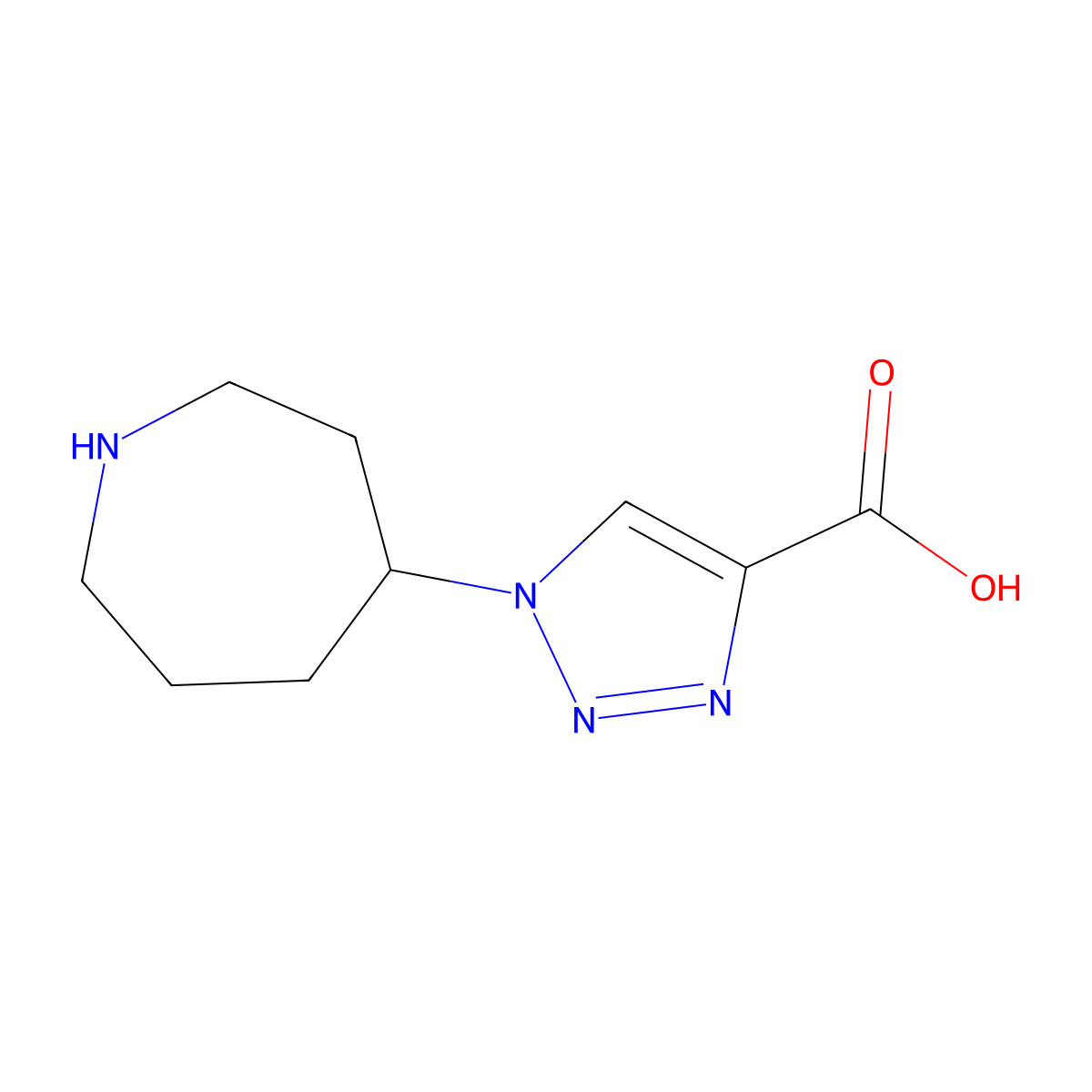 1-(azepan-4-yl)-1H-1,2,3-triazole-4-carboxylic acid molecular structure, CAS 2169405-69-8