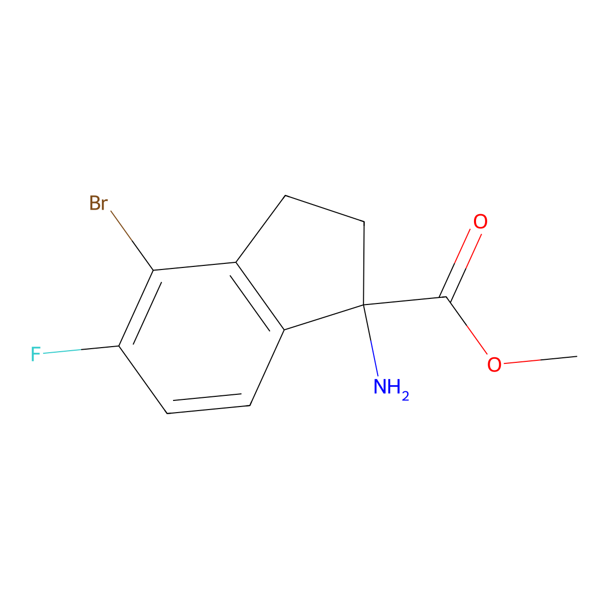 methyl 1-amino-4-bromo-5-fluoro-2,3-dihydro-1H-indene-1-carboxylate molecular structure, CAS 2169406-86-2