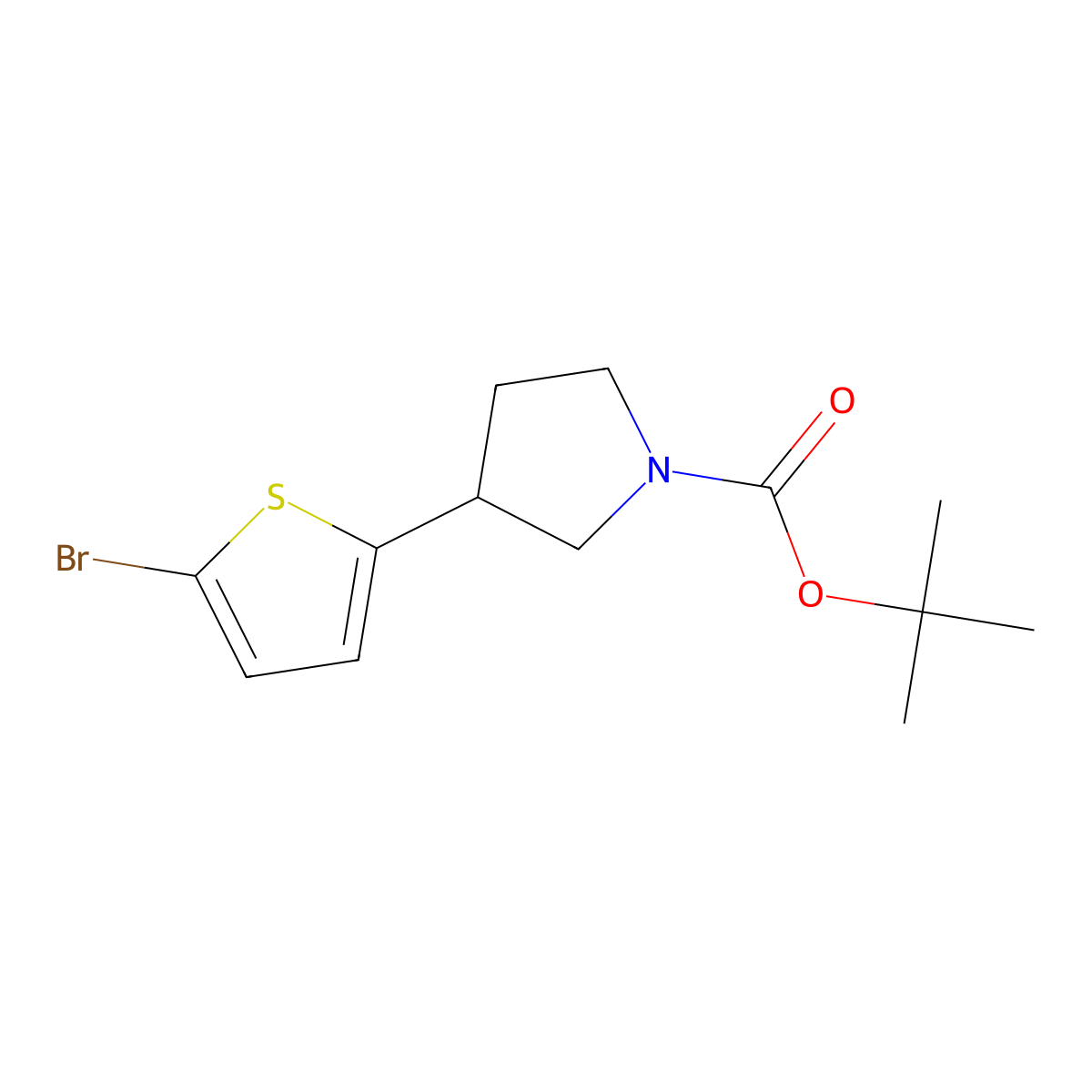 Tert-butyl 3-(5-bromothiophen-2-yl)pyrrolidine-1-carboxylate molecular structure, CAS 2169407-20-7
