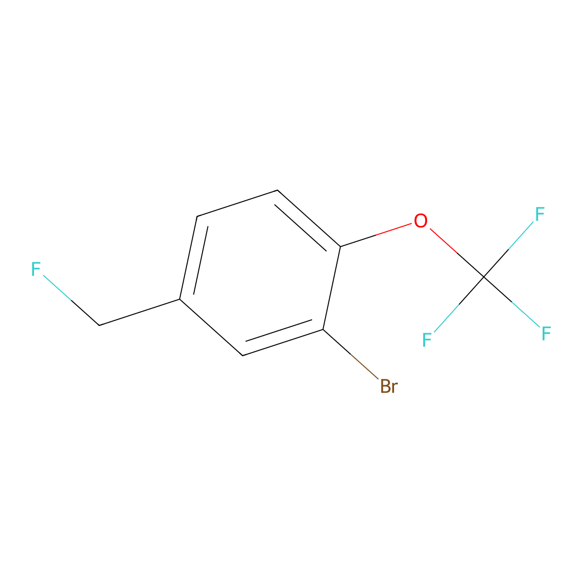 3-Bromo-4-(trifluoromethoxy)benzyl fluoride molecular structure, CAS 2169407-53-6