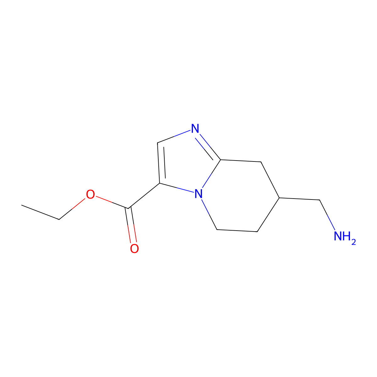 ethyl 7-(aminomethyl)-5H,6H,7H,8H-imidazo[1,2-a]pyridine-3-carboxylate molecular structure, CAS 2169415-55-6