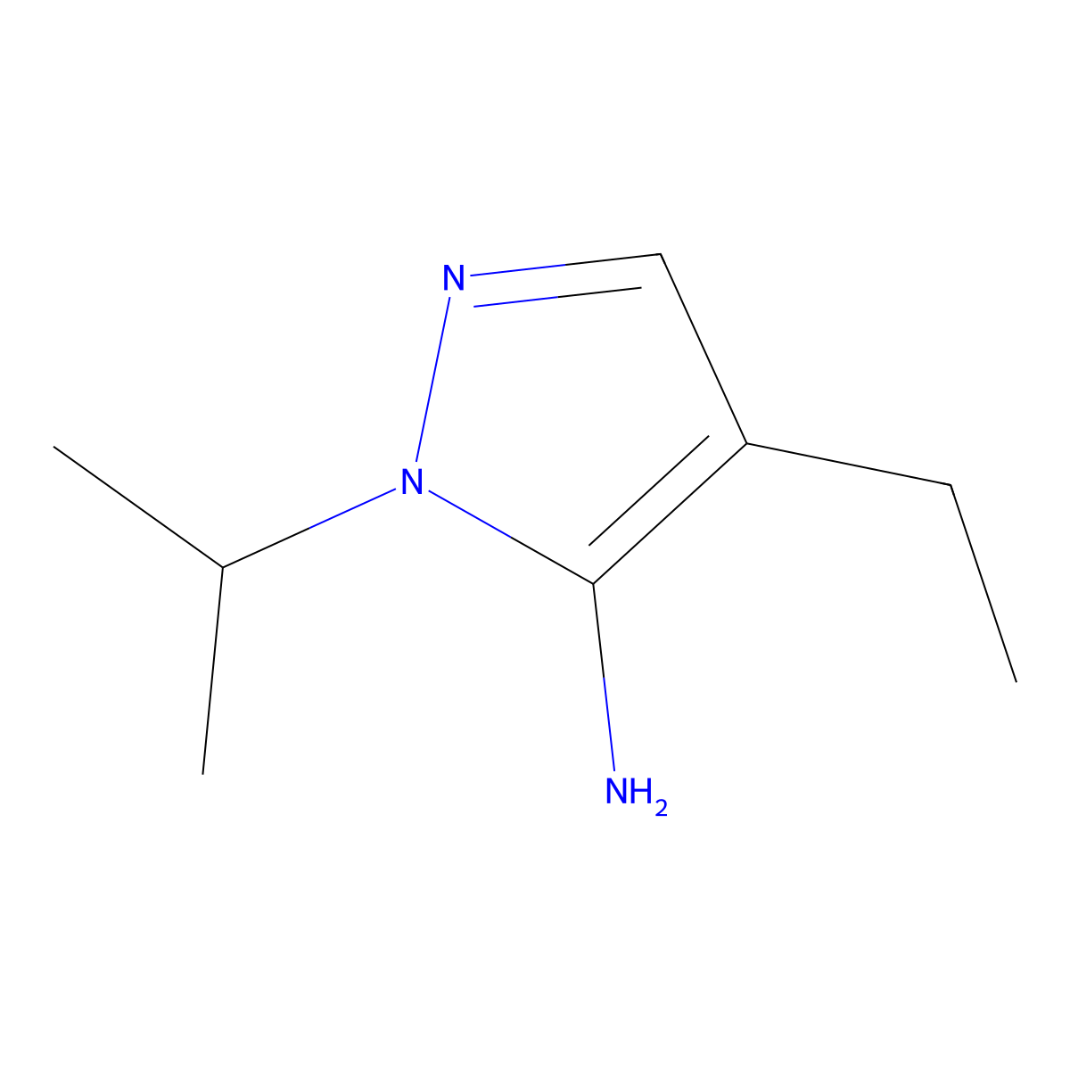4-ethyl-1-isopropyl-1H-pyrazol-5-amine molecular structure, CAS 2169418-89-5