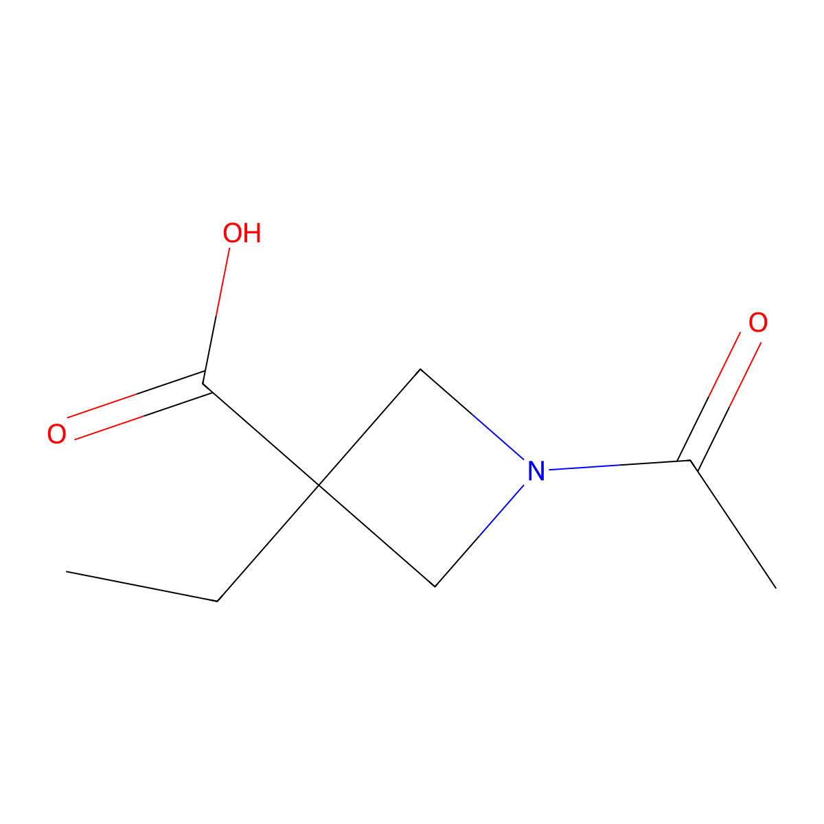 1-Acetyl-3-ethylazetidine-3-carboxylic acid molecular structure, CAS 2169419-05-8
