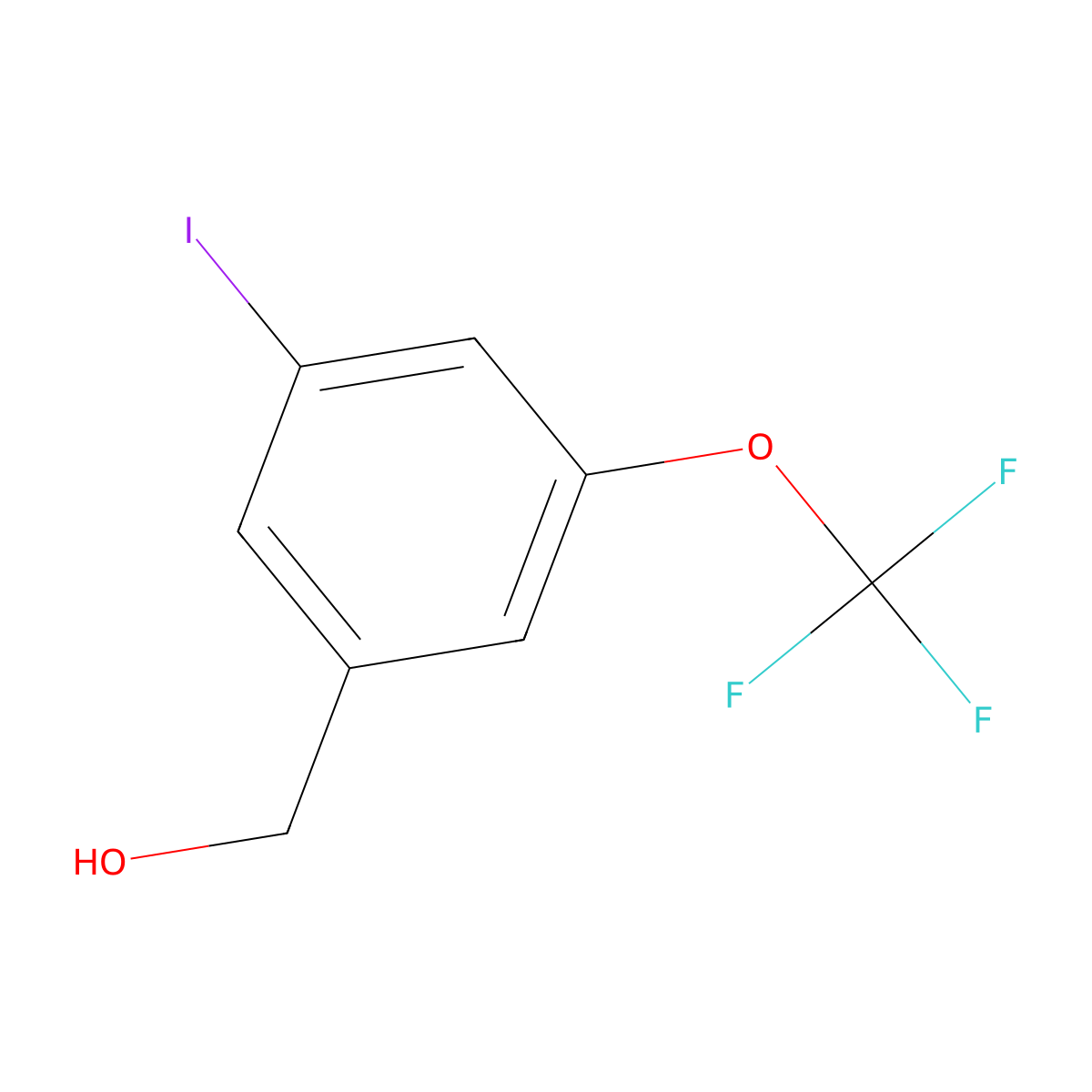 (3-Iodo-5-(trifluoromethoxy)phenyl)methanol molecular structure, CAS 2169423-70-3