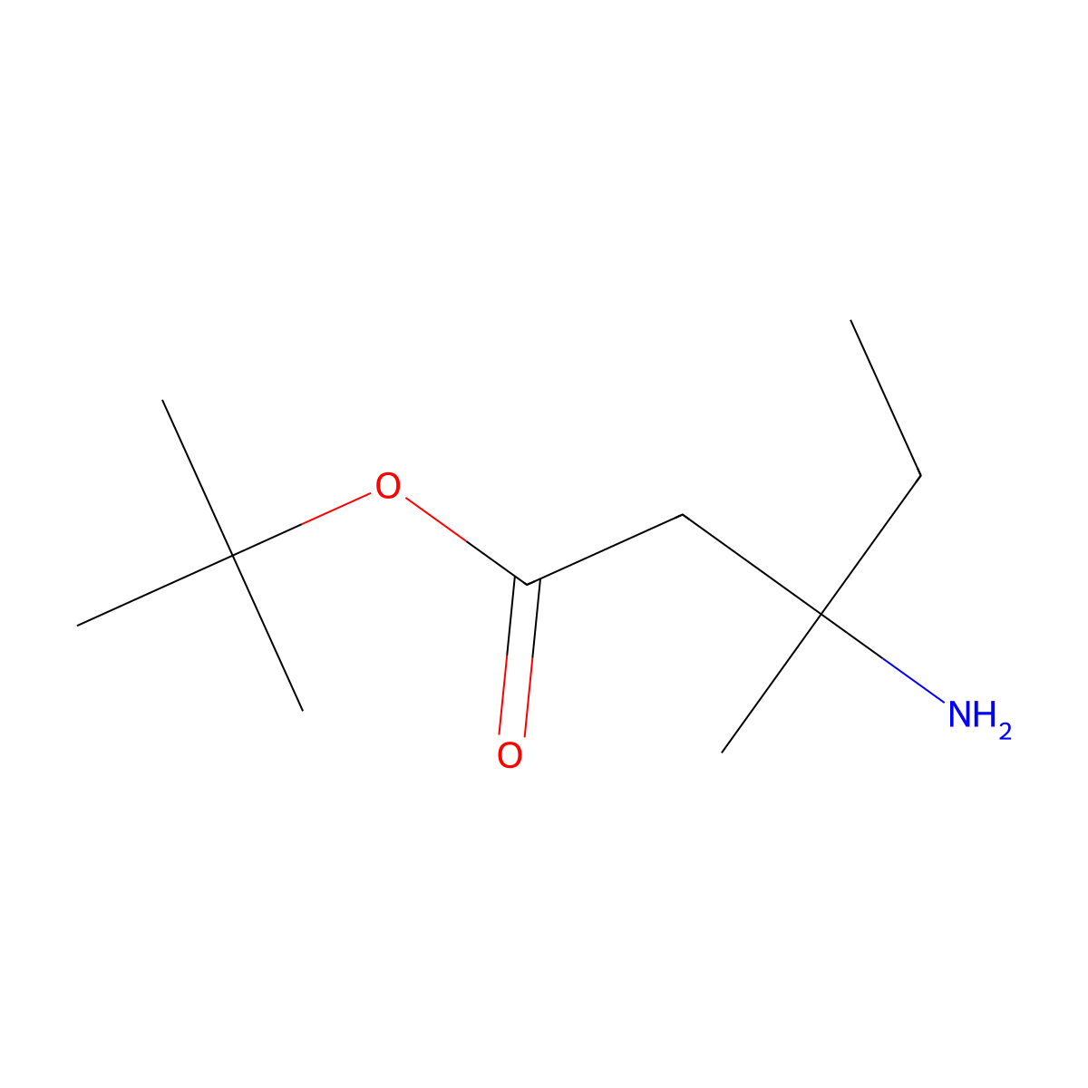 Tert-butyl 3-amino-3-methylpentanoate molecular structure, CAS 2169429-12-1