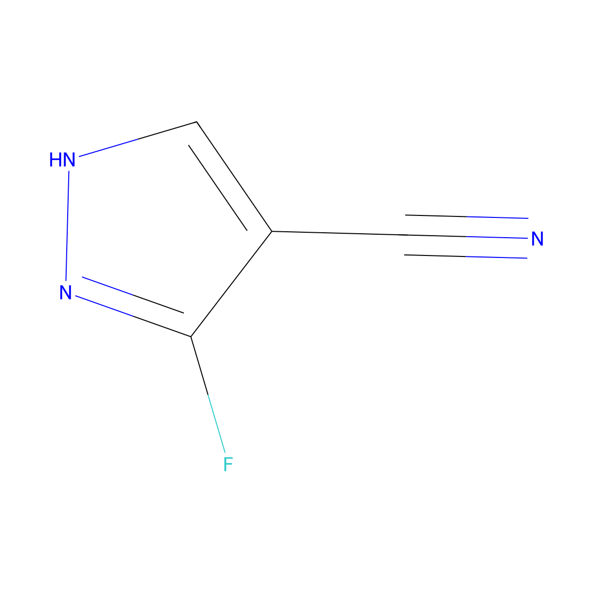 3-Fluoro-1H-pyrazole-4-carbonitrile molecular structure, CAS 2169434-14-2