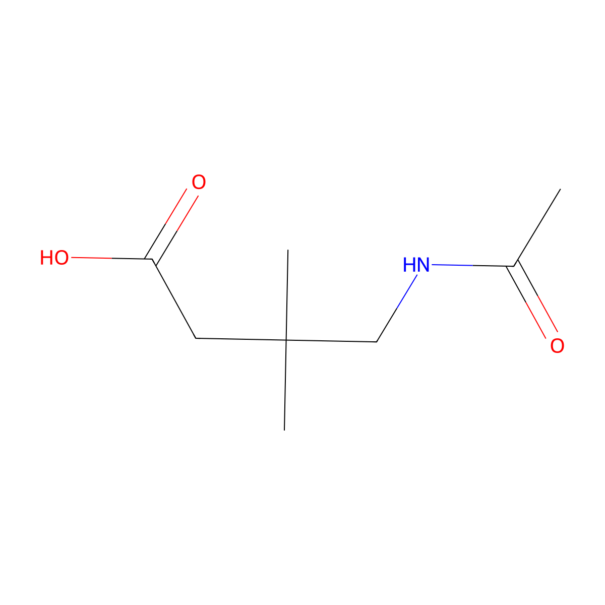 4-Acetamido-3,3-dimethylbutanoic acid molecular structure, CAS 2169439-50-1