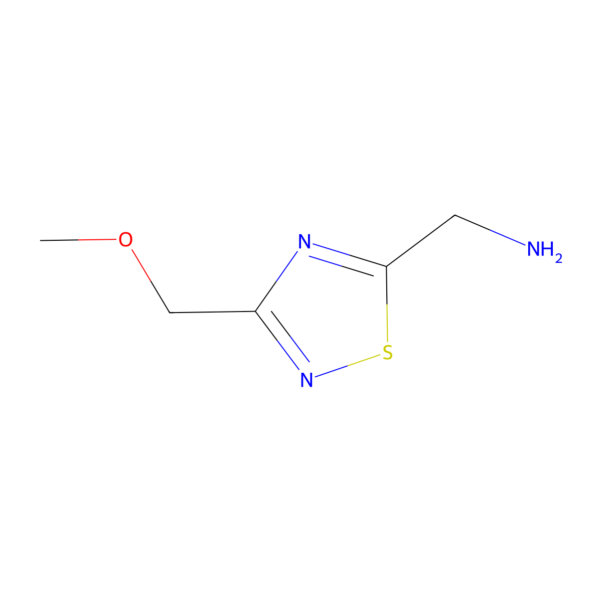 1-[3-(Methoxymethyl)-1,2,4-thiadiazol-5-yl]methanamine molecular structure, CAS 2169439-69-2
