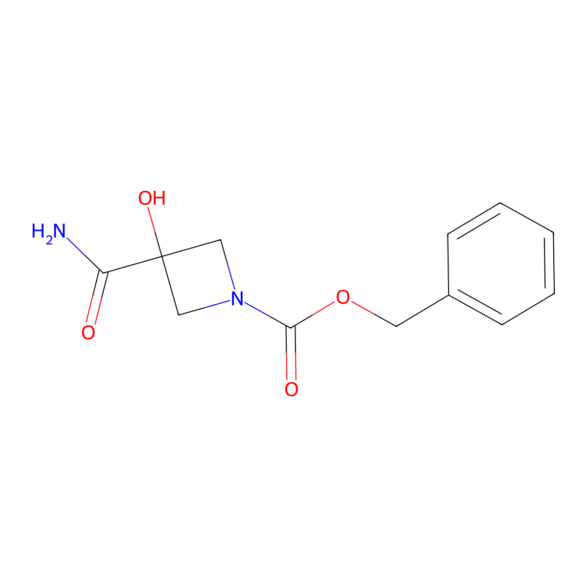 Benzyl 3-carbamoyl-3-hydroxyazetidine-1-carboxylate molecular structure, CAS 2169439-95-4