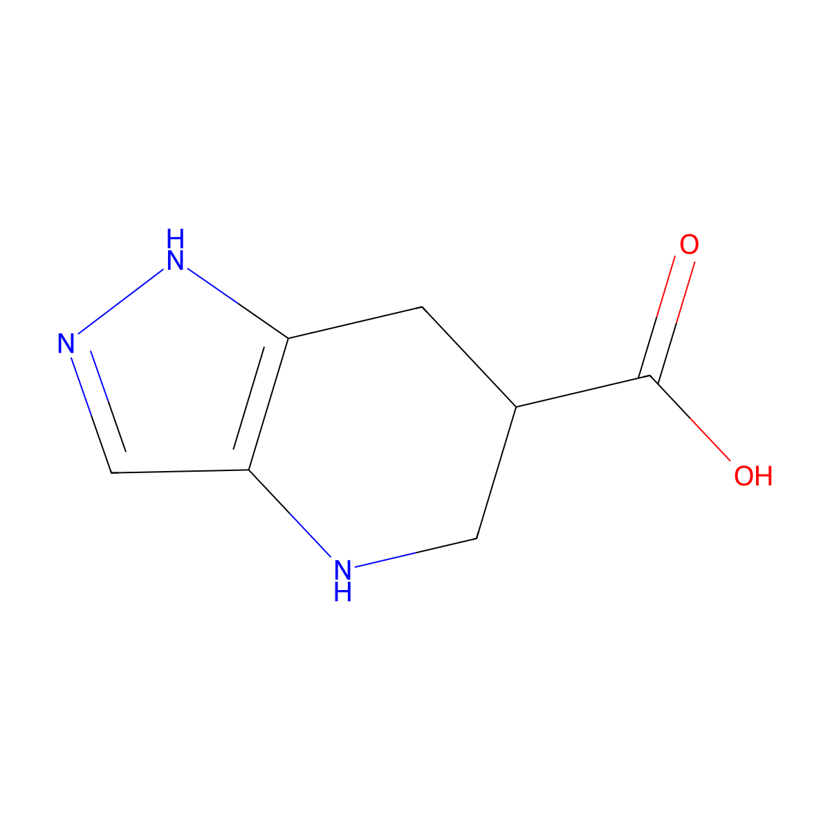 1H,4H,5H,6H,7H-pyrazolo[4,3-b]pyridine-6-carboxylic acid molecular structure, CAS 2169455-38-1