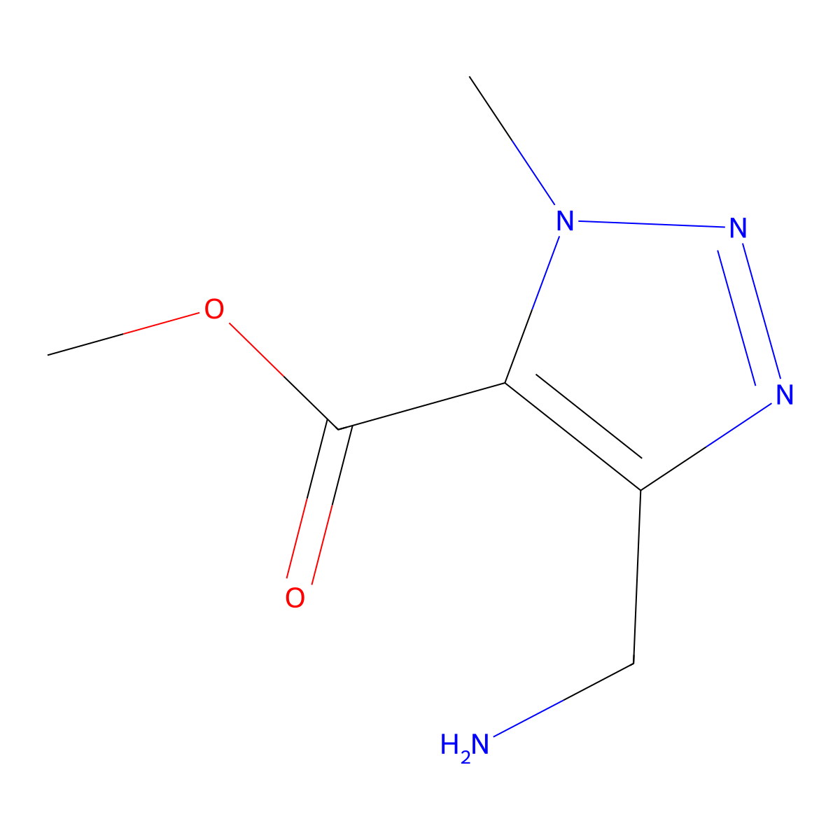 methyl 4-(aminomethyl)-1-methyl-1H-1,2,3-triazole-5-carboxylate molecular structure, CAS 2169459-41-8