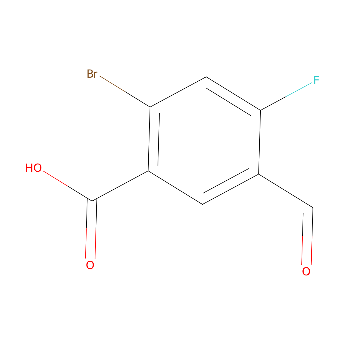 2-Bromo-4-fluoro-5-formylbenzoic acid molecular structure, CAS 2169459-46-3